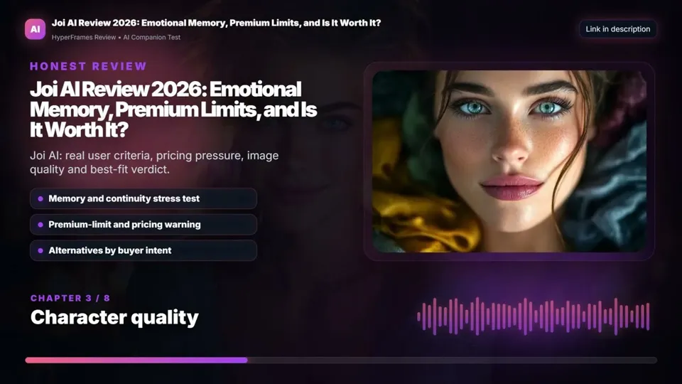 Thumbnail of the YouTube video “Joi AI Review 2026: Emotional Memory, Premium Limits, and Is It Worth It?” by Review 3.0